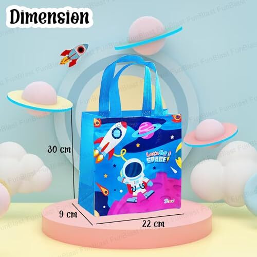 Funblast Space Gifting Bags For Return Gifts - 24 Pcs Non-Woven Multi-Purpose Reusable Carry Bag, Birthday Goodie Bags (24)