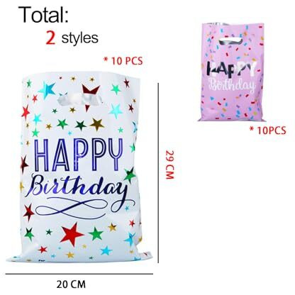 Guddy Bags - 20 Pcs Small Gift Bags For Boys And Girls - Party Returns - Foil - Medium Size (White & Pink)