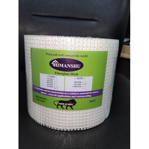 Himanshu Factory Fiber Glass Mesh 145 Gsm (H)6 Inch X (L)50 Meter Fiber Mesh For Plastering, For Waterproof Of Roof/Crack Patch/Wall Repair/Fiber Wall Coating Contains Glass Fiber (Pack Of 1)