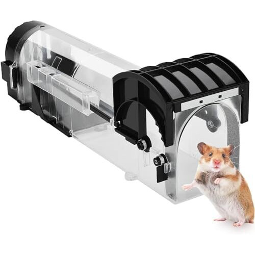 Barepepe Smart Rat Catcher Trap For Home Mouse Trap Cage For House Garden Patio Rat Trapper For Mice Rodent Reusable - Black