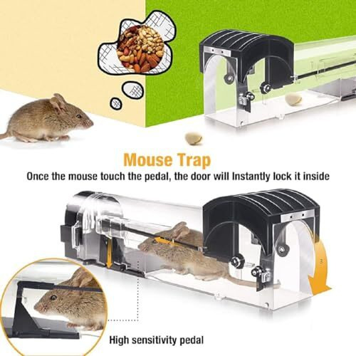 Barepepe Smart Rat Catcher Trap For Home Mouse Trap Cage For House Garden Patio Rat Trapper For Mice Rodent Reusable - Black