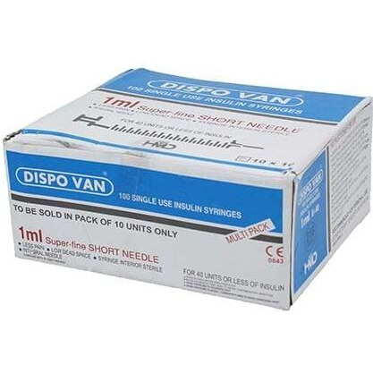 Anmol Dispovan 1Ml Single Use Bd Insulin Syringe With Needle(Multicolor)(100 Pcs)