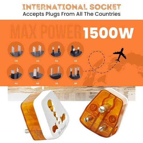 Hi-Plasst 6A To 16A Converter Plug (Pack Of 2) 3-Pin International 16 A Socket For Big Size 16Amps Plug Top (Use 16 Amp Devices In 6 Amp Normal Socket) For Geysers A/C Refrigrator Microwave