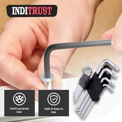 Inditrust Torx/Star Allen Key Set Of 9Pcs With Hole From T10 To T50