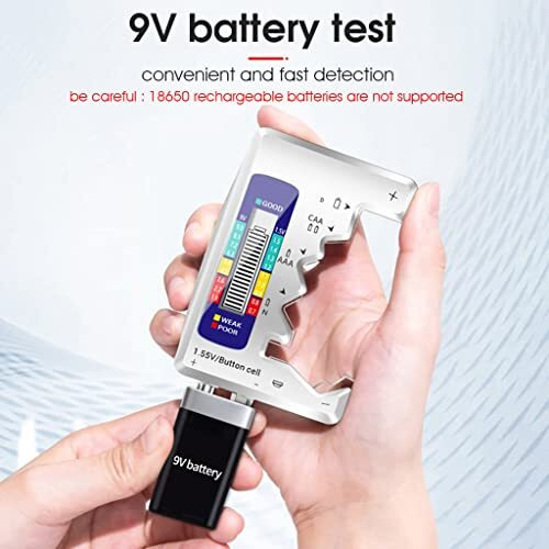 Serplex Battery Tester, Universal Digital Battery Checker For Aaa/Aa / 9V/ C/D/N / 1.5V Button Cell Battery, Small Accurate Cell Tester, Battery Power Checker (Not For Rechargable Battery)