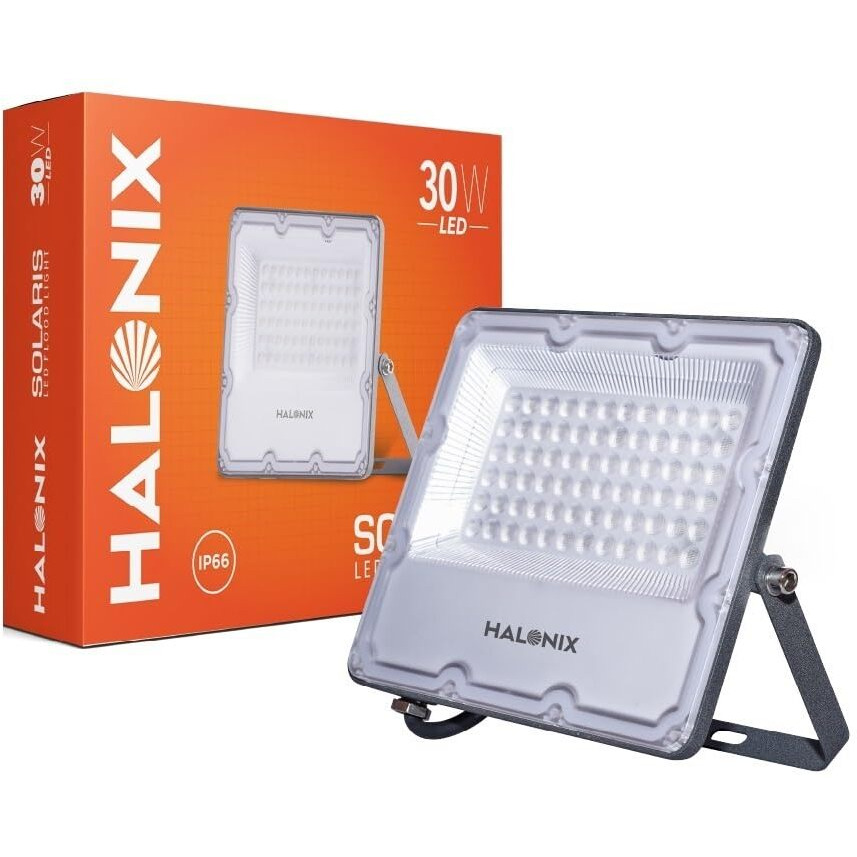 Halonix Aluminium 30W Solaris Waterproof Outdoor Led Flood Light | Halogen Light,Focus Light For Garage,Parking,Shop -(Cool White)-Pack Of 1|Short Circuit & Surge Protection With Ip66 Rated