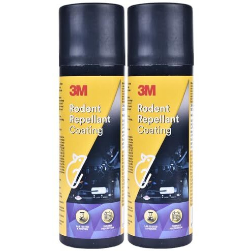 3M Rodent Repellent Coating Spray, Prevents Rat Bites In Engine Parts And Wires, Highly Effective, Leak-Free, Easy-To-Spray, Bitter Taste, No Kill-Only Repels (80G Each, Pack Of 2)