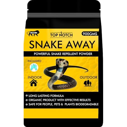 Top Notch Snake Repellent Powder For Indoor & Outdoors Non-Toxic, Organic, Effective, Pet Friendly, Biodegradable With Free Pair Of Gloves