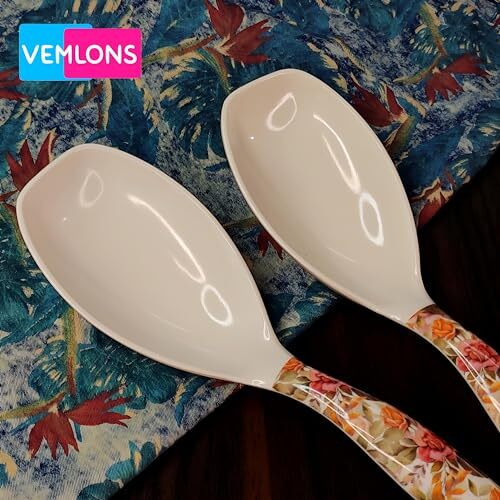 Vemlons Serving Spoon Long Handled Serving Spoon, Table Ware,Set Of 4 Piece Pure Melamine/Service Spoon, 24 Centimeter