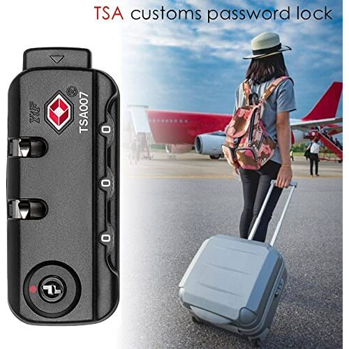 Street27 Metal Tsa Security Lock - 3 Digit Combination Suitcase Bag Code Padlock - Portable And Lightweight, Tsa007 Luggage Travel Lock - Black