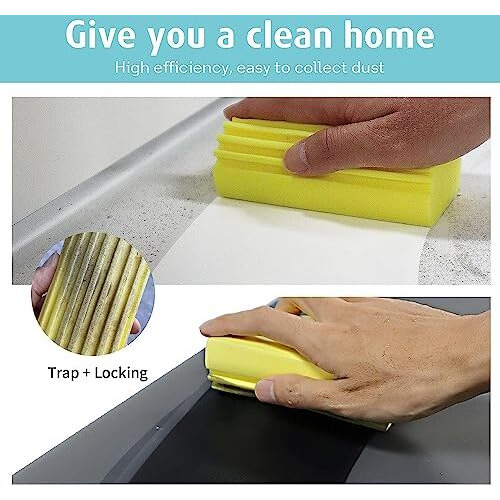 Jicoot Damp Duster, Reusable Cleaning Sponge, Dusters For Cleaning Blinds, Glass, Baseboards, Vents, Railings, Mirrors, Window Track Grooves (3 Pack Multicolor)