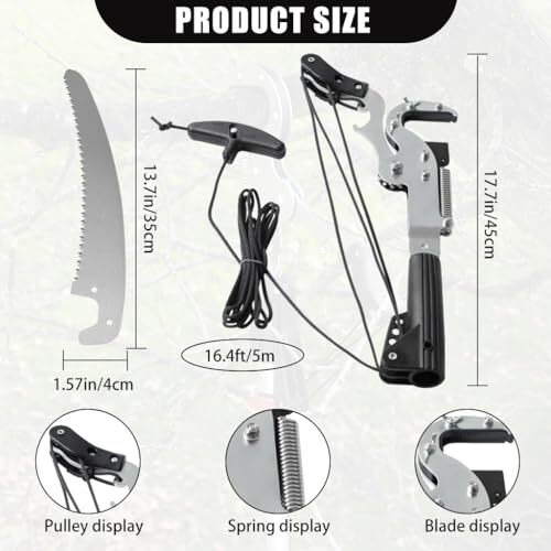 Hasthip Tree Branch Cutter And Pruning Saw, Heavy Duty Sk5 High Carbon Steel Branch Cutter For Tree With 5 Meters Pull Cord, Labor Saving Long Reach Pruning Saw For Sawing And Shearing (Without Pole)