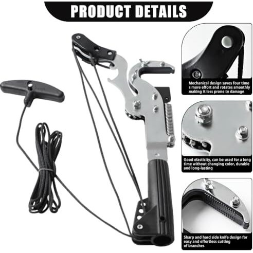 Hasthip Tree Branch Cutter And Pruning Saw, Heavy Duty Sk5 High Carbon Steel Branch Cutter For Tree With 5 Meters Pull Cord, Labor Saving Long Reach Pruning Saw For Sawing And Shearing (Without Pole)