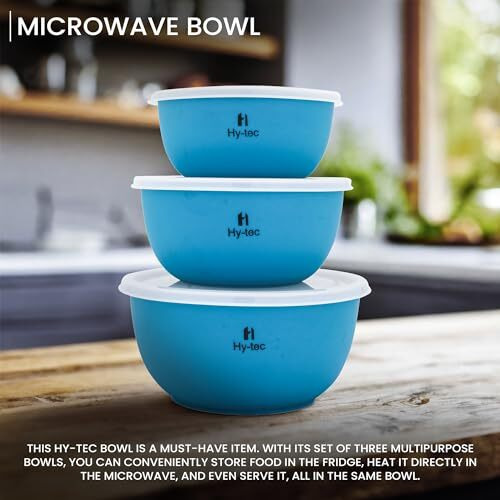 H Hy-Tec (Device) Microwave Safe Stainless Steel Mixing Bowl (Green) - Set Of 3