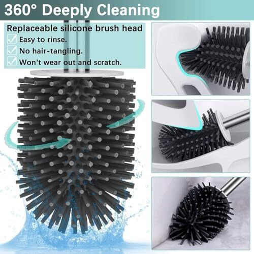 Dodge 'N Wolves Toilet Brush - Silicone Toilet Brush With Holder Stand, Quick Drying Toilet Bowl Cleaner Brush And Stand, Pot Commode Bathroom Tile Cleaning Scrubber Brushes