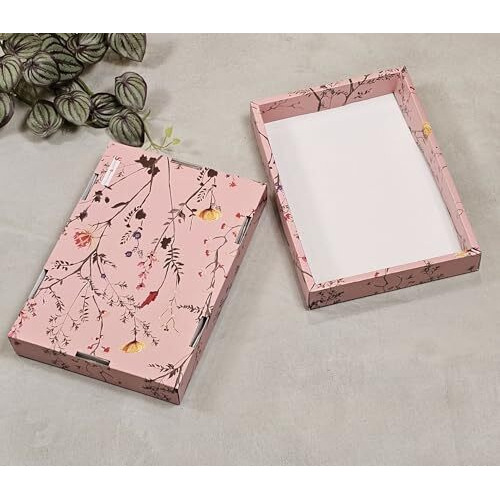 Satyam Kraft 3 Pcs Multipurpose Decorative Folding Gift Box | Folding Paper Hamper Boxes For Wedding, Birthday, Return Gifts, Sweets, Diy Craft | Rectangular Cardboard Tray With Net