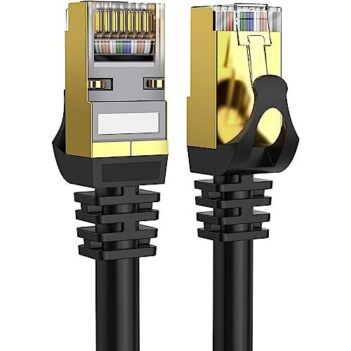 Fedus Cat8 Ethernet Cable,1Mtr 3.2Ft Braided Lan Cable Heavy Duty 5G Ready 40Gbps High-Speed Double Shielded Internet Cable2000Mhz Network Cable Cord For Router Pc Laptop Gaming Modem Ps4 Xbox,Black