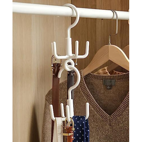 Wolpin Plastic (Set Of 2 Pcs) Clothes Hanger Wardrobe Storage Organizer Rack 360 Degree Rotating Cloth, Bag, Scarf Coat Claw Hook Hanger Multi-Purpose, White