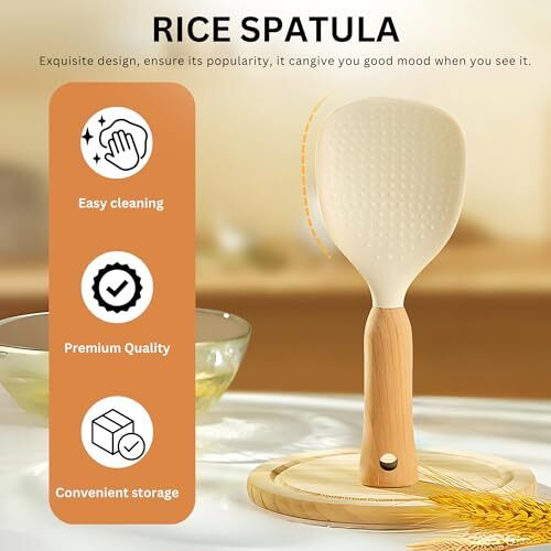 Homeessentials Silicone Nonstick Rice Spoon- Vertical Rice Shovel/Cooking Spoon/Standing Storage Rice Spatula/Perfect For Serving Rice, Sushi, And Mashed Potatoes/Durable & Easy To Clean