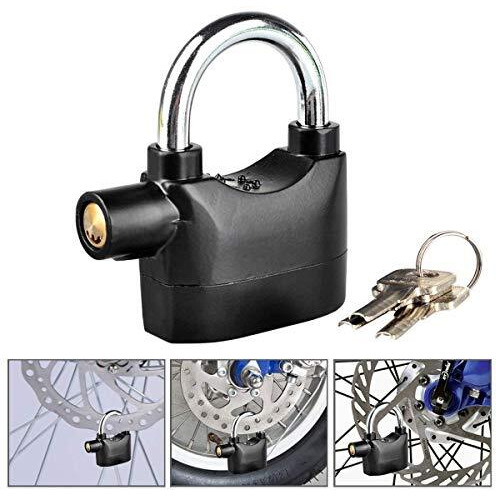 Glive (Label) Metal Anti Theft Motion Sensor Alarm Key Lock For Home/Office/Bikes Security Lock, Thickened Shackle Lock With 3 Keys