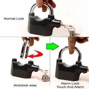 Glive (Label) Metal Anti Theft Motion Sensor Alarm Key Lock For Home/Office/Bikes Security Lock, Thickened Shackle Lock With 3 Keys