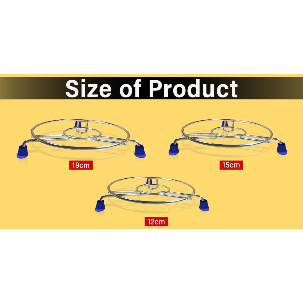 Signamio Pack Of 3 Stainless Steel Trivets Hot Pot Stand For Kitchen & Dining Table, Heat-Resistant Utensil Holder, Perfect Cooker Stand & Hot Vessel Holder