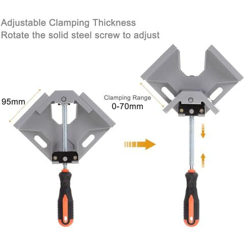Inditrust 90 Right Angle Clamps/Corner Clamp Tools For Carpenter, Welding, Wood-Working, Engineering, Photo Framing (Single Handle Corner Clamp) Grey