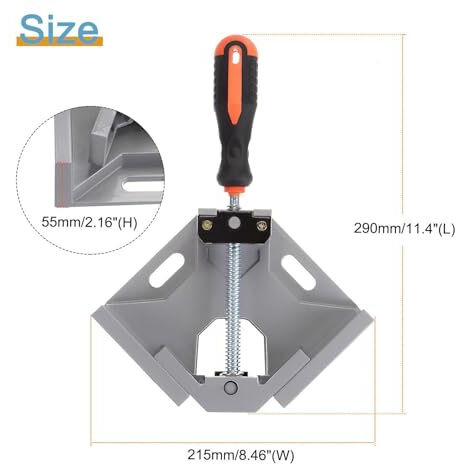 Inditrust 90 Right Angle Clamps/Corner Clamp Tools For Carpenter, Welding, Wood-Working, Engineering, Photo Framing (Single Handle Corner Clamp) Grey