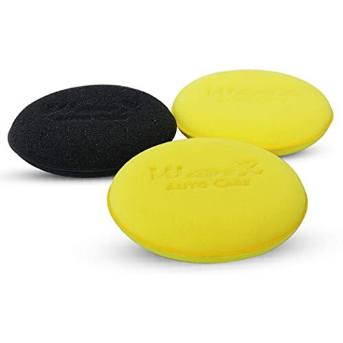 Wavex Ultrafine Foam Sponge Applicator For Car Wax, Dashboard Dressing, Tyre Dressing And Many More (Pack Of 2 Yellow 1 Black)