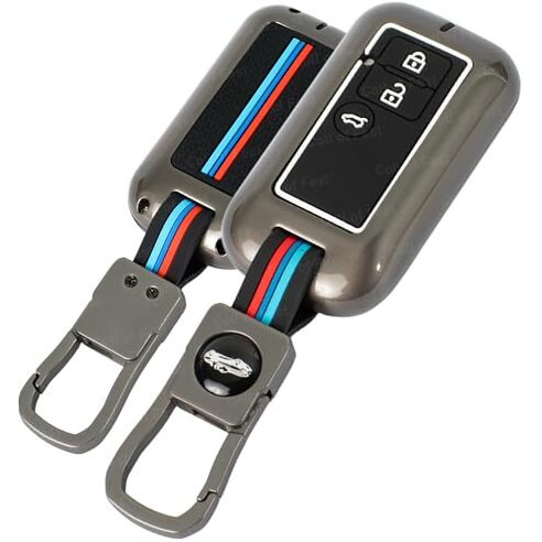 Coll Of Fest Metal Silicon Key Cover Compatible With Maruti Suzuki Jimny Baleno Grand Vitara Xl6 Swift New Brezza Ertiga Dzire 3 Button Smart Key Special Feature Visibilitye In Low-Ligh Conditions