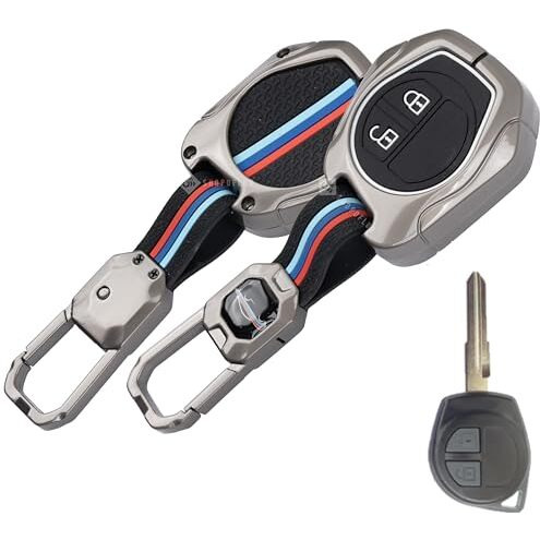 Shopoflux Metal Key Cover Compitable For Suzuki Swift | Ertiga | Wagonr | Celerio | Swift Dzire | Alto | Fronx | Breza | S Presso | Ignis 2 Button Remote Key, Black