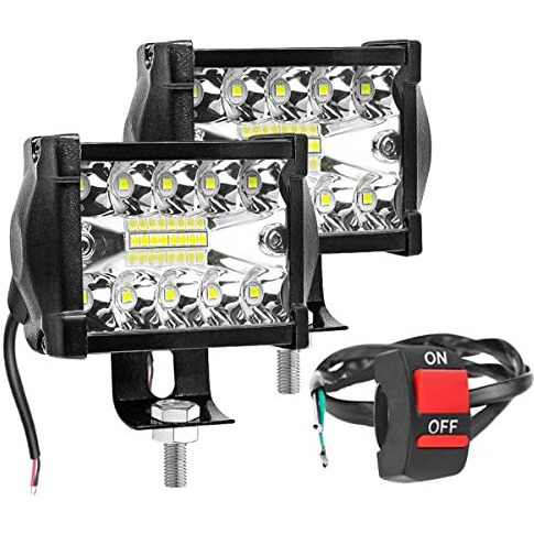 Fabtec 18 Led 4 Inch/10 Cm Bar Light Led Fog Light For All Motorcycles/Bike/Scooty/E-Rikshaw (Set Of 2) (4 Inch,White) (6 Month Warranty)