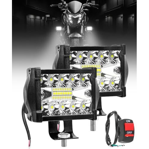 Fabtec 18 Led 4 Inch/10 Cm Bar Light Led Fog Light For All Motorcycles/Bike/Scooty/E-Rikshaw (Set Of 2) (4 Inch,White) (6 Month Warranty)