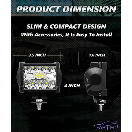 Fabtec 18 Led 4 Inch/10 Cm Bar Light Led Fog Light For All Motorcycles/Bike/Scooty/E-Rikshaw (Set Of 2) (4 Inch,White) (6 Month Warranty)