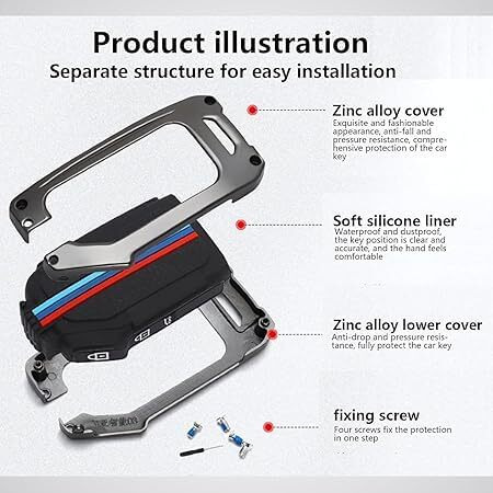 Techsrmaji Metal Silicon Car Key Cover Compatible For Hyundai Creta, Venue, Extertucson, Alcazar, I20, Grand I10 Nios, Aura, Xcent, 3 Button Smart Metal Flip Key Cover