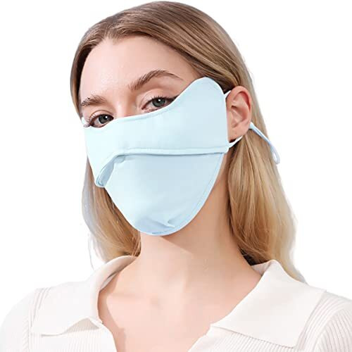 Palay Sun Protection Mask Face Cover For Women, Fashion Cooling Uv Mask Face Mask With Adjustable Ties, For Outdoor Sport Cycling Golfing - Washable, Reusable (Blue)