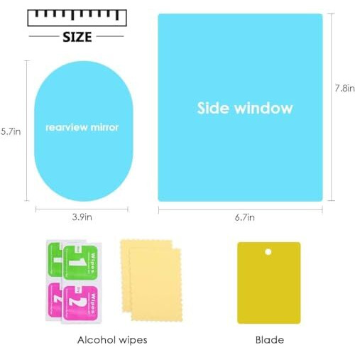 Sarte Car Anti Fog Film Car Rearview Mirror Films Anti-Rain Fog Waterproof Anti-Glare, Anti-Scratch Pet Material Film Accessories (2 Pcs Oval + 2 Pcs Square) Combo Pack