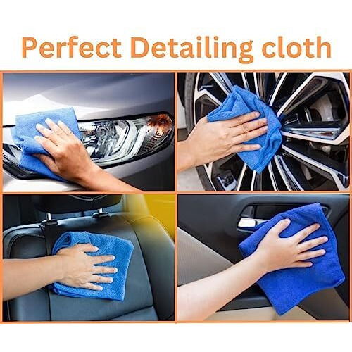 Sobby Microfiber Cleaning Cloth For Home Kitchen Car Bike Laptop Cleaning, 4 Pcs Reusable Absorbent Lint Free Microfiber Car Cleaning Cloth - 40X40 Cm, 340 Gsm, Grey