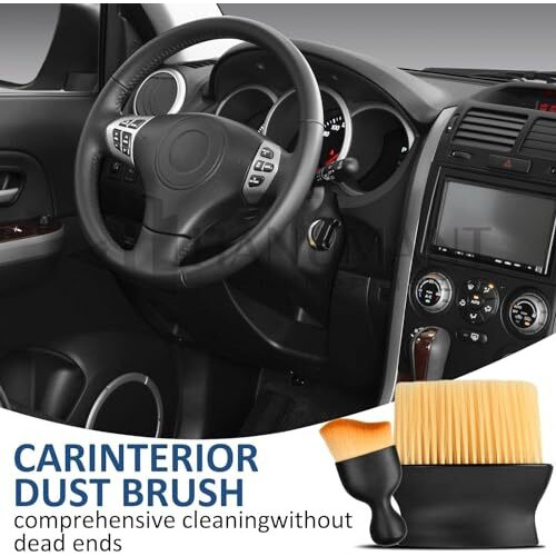 H Hanumant Enterprise 2 Pcs Combo Auto Interior Dust Brush|Car Cleaning Brush|Soft Bristles Detailing Brush Dusting Tool For Dashboard|Air Conditioner Vents, Leather,Dashboard,Scratch Free