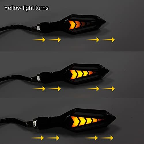 Eltron Turbo Imported Original Waterproof Arrow Running Blinker Bright Led Indicators Universal For All Bike Models Motorcycle Turn Signal Lights (Pack Of 2, Yellow With Blue)