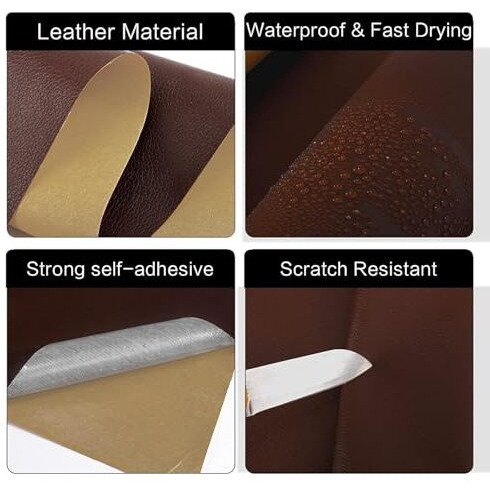 Piboku Brown Self-Adhesive Genuine Leather Repair Patch  30 X 60Cm Durable Leather Sheet For Sofa, Couch, Furniture, Car Seats, And Jackets  Waterproof Diy Upholstery Repair Tape