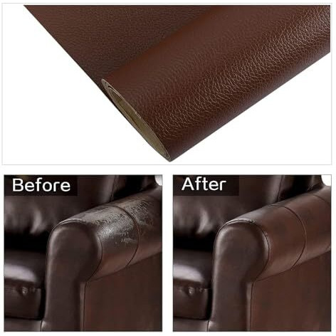 Piboku Brown Self-Adhesive Genuine Leather Repair Patch  30 X 60Cm Durable Leather Sheet For Sofa, Couch, Furniture, Car Seats, And Jackets  Waterproof Diy Upholstery Repair Tape