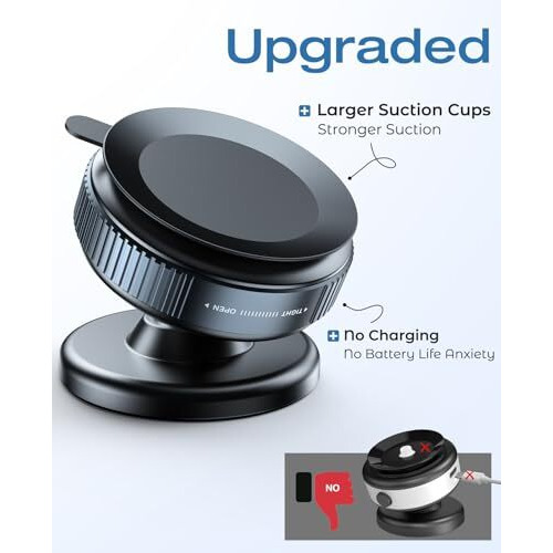 Niyevn Suction Cup Phone Mount, Magnetic Phone Holder For Car, 360Adjustable Vacuum Suction Mount For Smooth Surface, Compatible With Iphone And All Smartphones