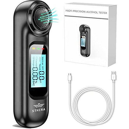 Sthira Alcohol Testing Machine Usb Rechargeable Portable Alcohol Tester Breath Analyzer For Personal & Professional Use Lcd Digital Display 0.00-0.19% Bac High Precision Breathalyser