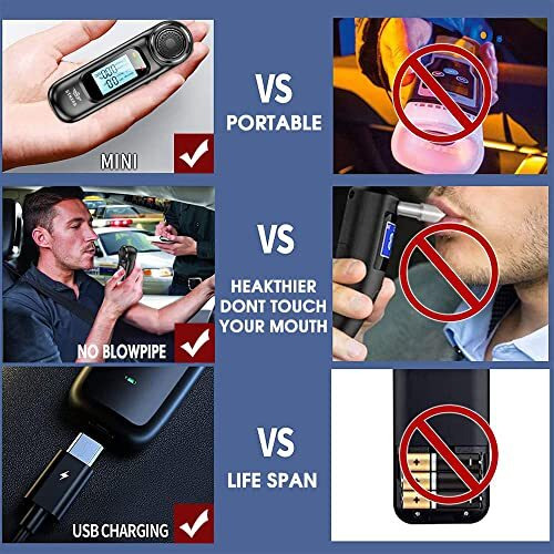Sthira Alcohol Testing Machine Usb Rechargeable Portable Alcohol Tester Breath Analyzer For Personal & Professional Use Lcd Digital Display 0.00-0.19% Bac High Precision Breathalyser
