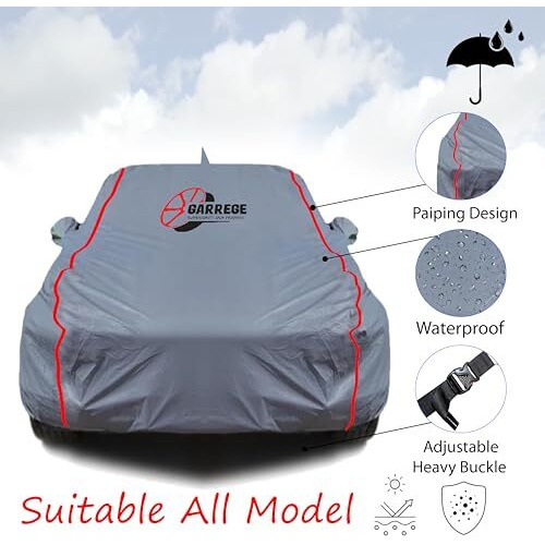 Garrege Waterproof Car Cover For Kia Sonet With Free Storage Bag Leather Coated Exterior Inner Heavy Fabric Blue Piping Desing Lifetime Lasting With Full Bottom Elastic