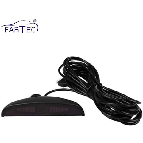 Fabtec Car Reverse Parking Sensor System, Led Display 4-Sensor Parking Assistant Kit, Backup Auto Object Detectors With Sound Warning (Black, Set Of 4)