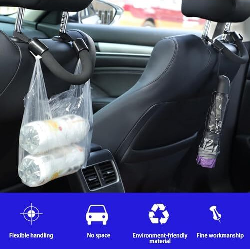 Sarte Car Hooks Back Seat Handle Headrest Grip Cover With Hanger Hook Front Rear Seat Back Chair Armrest Grab Bar Handle Holder Storage Hooks Bag Holder For Hanging Hand Accessories For Elderly Kids