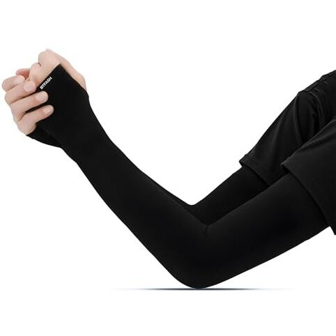 Btfash Unisex Uv Protection Compression Cooling Sleeve Cover With Thumb Hole For Cycling, Driving, Running, Riding, Fishing, Golfing And Outdoor Sports (Black_Po1)