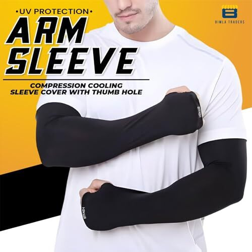 Btfash Unisex Uv Protection Compression Cooling Sleeve Cover With Thumb Hole For Cycling, Driving, Running, Riding, Fishing, Golfing And Outdoor Sports (Black_Po1)